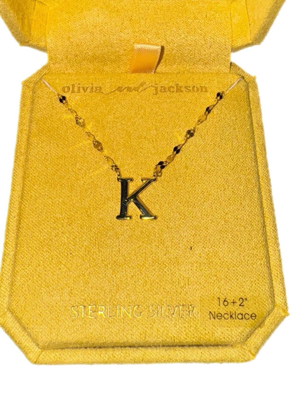 Olivia and Jackson Initial K Necklace Gold Over Sterling Silver 925 New NIB New
